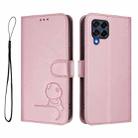 For Samsung Galaxy M53 5G Litter Panda Embossing RFID Leather Phone Case with Lanyard(Pink) - 2
