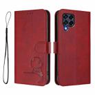 For Samsung Galaxy M53 5G Litter Panda Embossing RFID Leather Phone Case with Lanyard(Wine Red) - 2