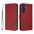 For Samsung Galaxy M54 5G / F54 5G Litter Panda Embossing RFID Leather Phone Case with Lanyard(Wine Red) - 2