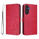 For Samsung Galaxy M55 / C55 5G Litter Panda Embossing RFID Leather Phone Case with Lanyard(Rose Red) - 2