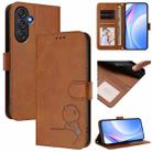 For Samsung Galaxy M55 / C55 5G Litter Panda Embossing RFID Leather Phone Case with Lanyard(Brown) - 1