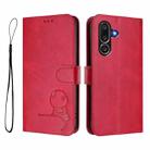 For Samsung Galaxy M56 5G Litter Panda Embossing RFID Leather Phone Case with Lanyard(Rose Red) - 2