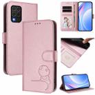 For Samsung Galaxy M62 / F62 4G Litter Panda Embossing RFID Leather Phone Case with Lanyard(Pink) - 1