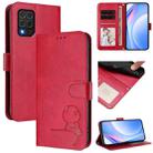 For Samsung Galaxy M62 / F62 4G Litter Panda Embossing RFID Leather Phone Case with Lanyard(Rose Red) - 1