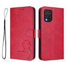 For Samsung Galaxy M62 / F62 4G Litter Panda Embossing RFID Leather Phone Case with Lanyard(Rose Red) - 2