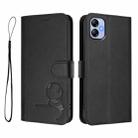 For Samsung Galaxy A04e / F04 / M04 Litter Panda Embossing RFID Leather Phone Case with Lanyard(Black) - 2