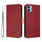 For Samsung Galaxy A04e / F04 / M04 Litter Panda Embossing RFID Leather Phone Case with Lanyard(Wine Red) - 2
