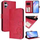 For Samsung Galaxy A05 / M05 / F05 Litter Panda Embossing RFID Leather Phone Case with Lanyard(Rose Red) - 1
