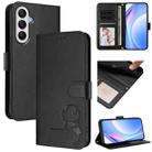 For Samsung Galaxy A05s 4G / F14 4G Litter Panda Embossing RFID Leather Phone Case with Lanyard(Black) - 1