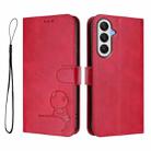 For Samsung Galaxy A05s 4G / F14 4G Litter Panda Embossing RFID Leather Phone Case with Lanyard(Rose Red) - 2