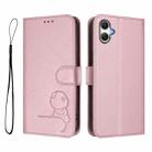 For Samsung Galaxy A07 4G Litter Panda Embossing RFID Leather Phone Case with Lanyard(Pink) - 2