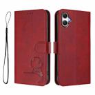 For Samsung Galaxy A07 4G Litter Panda Embossing RFID Leather Phone Case with Lanyard(Wine Red) - 2