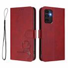 For Samsung Galaxy A13 5G / 4G Litter Panda Embossing RFID Leather Phone Case with Lanyard(Wine Red) - 2
