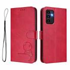 For Samsung Galaxy A13 5G / 4G Litter Panda Embossing RFID Leather Phone Case with Lanyard(Rose Red) - 2