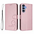 For Samsung Galaxy A15 5G / 4G Litter Panda Embossing RFID Leather Phone Case with Lanyard(Pink) - 2