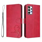 For Samsung Galaxy A23 4G / 5G Litter Panda Embossing RFID Leather Phone Case with Lanyard(Rose Red) - 2