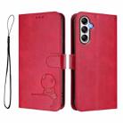 For Samsung Galaxy A25 5G Litter Panda Embossing RFID Leather Phone Case with Lanyard(Rose Red) - 2