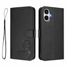 For Samsung Galaxy A25e / A25 5G JP Litter Panda Embossing RFID Leather Phone Case with Lanyard(Black) - 2
