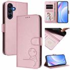 For Samsung Galaxy A26 5G Litter Panda Embossing RFID Leather Phone Case with Lanyard(Pink) - 1