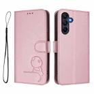 For Samsung Galaxy A26 5G Litter Panda Embossing RFID Leather Phone Case with Lanyard(Pink) - 2