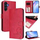For Samsung Galaxy A26 5G Litter Panda Embossing RFID Leather Phone Case with Lanyard(Rose Red) - 1