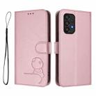 For Samsung Galaxy A33 5G Litter Panda Embossing RFID Leather Phone Case with Lanyard(Pink) - 2