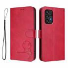 For Samsung Galaxy A33 5G Litter Panda Embossing RFID Leather Phone Case with Lanyard(Rose Red) - 2