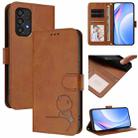For Samsung Galaxy A33 5G Litter Panda Embossing RFID Leather Phone Case with Lanyard(Brown) - 1