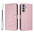 For Samsung Galaxy A35 5G Litter Panda Embossing RFID Leather Phone Case with Lanyard(Pink) - 2