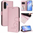 For Samsung Galaxy A36 5G Litter Panda Embossing RFID Leather Phone Case with Lanyard(Pink) - 1