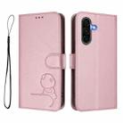 For Samsung Galaxy A36 5G Litter Panda Embossing RFID Leather Phone Case with Lanyard(Pink) - 2
