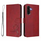 For Samsung Galaxy A36 5G Litter Panda Embossing RFID Leather Phone Case with Lanyard(Wine Red) - 2
