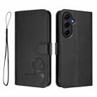 For Samsung Galaxy A55 5G Litter Panda Embossing RFID Leather Phone Case with Lanyard(Black) - 2