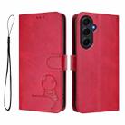 For Samsung Galaxy A55 5G Litter Panda Embossing RFID Leather Phone Case with Lanyard(Rose Red) - 2