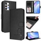 For Samsung Galaxy A73 5G Litter Panda Embossing RFID Leather Phone Case with Lanyard(Black) - 1