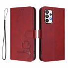 For Samsung Galaxy A73 5G Litter Panda Embossing RFID Leather Phone Case with Lanyard(Wine Red) - 2