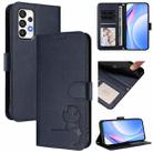 For Samsung Galaxy A73 5G Litter Panda Embossing RFID Leather Phone Case with Lanyard(Blue) - 1