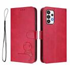 For Samsung Galaxy A73 5G Litter Panda Embossing RFID Leather Phone Case with Lanyard(Rose Red) - 2