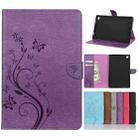 For Samsung Galaxy Tab A7 10.4 (2020) T505 Butterfly Flower Embossing Pattern Horizontal Flip Leather Case with Holder & Card Slots & Wallet(Purple) - 1