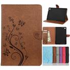 For Samsung Galaxy Tab A7 10.4 (2020) T505 Butterfly Flower Embossing Pattern Horizontal Flip Leather Case with Holder & Card Slots & Wallet(Brown) - 1