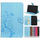 For Samsung Galaxy Tab A 8.4 (2020) T307 Butterfly Flower Embossing Pattern Horizontal Flip Leather Case with Holder & Card Slots & Wallet(Blue) - 1