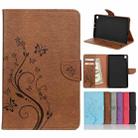 For Samsung Galaxy Tab A 8.4 (2020) T307 Butterfly Flower Embossing Pattern Horizontal Flip Leather Case with Holder & Card Slots & Wallet(Brown) - 1