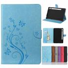 For Samsung Galaxy Tab S8 / Galaxy Tab S7 T870 / T875 Butterfly Flower Embossing Pattern Horizontal Flip Leather Case with Holder & Card Slots & Wallet(Blue) - 1