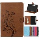 For Samsung Galaxy Tab S8 / Galaxy Tab S7 T870 / T875 Butterfly Flower Embossing Pattern Horizontal Flip Leather Case with Holder & Card Slots & Wallet(Brown) - 1