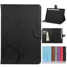 For Samsung Galaxy Tab S6 T860 / T865 Butterfly Flower Embossing Pattern Horizontal Flip Leather Case with Holder & Card Slots & Wallet(Black) - 1