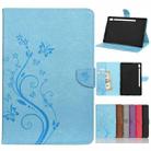 For Samsung Galaxy Tab S6 T860 / T865 Butterfly Flower Embossing Pattern Horizontal Flip Leather Case with Holder & Card Slots & Wallet(Blue) - 1