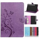 For Samsung Galaxy Tab S6 T860 / T865 Butterfly Flower Embossing Pattern Horizontal Flip Leather Case with Holder & Card Slots & Wallet(Purple) - 1