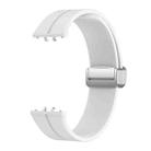 For Samsung Galaxy Fit 3 Magnetic Fold Silver Buckle Silicone Watch Band(White) - 2