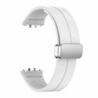 For Samsung Galaxy Fit 3 Magnetic Fold Silver Buckle Silicone Watch Band(White) - 3
