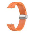 For Samsung Galaxy Fit 3 Magnetic Fold Silver Buckle Silicone Watch Band(Orange) - 2